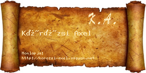 Körözsi Axel névjegykártya